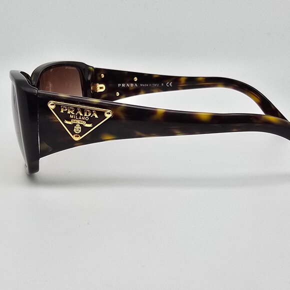 Prada SPR 16L 2AU-6S1 Triangle Logo Plate Tortoise Frame Brown Lens Sunglasses - Picture 4 of 16
